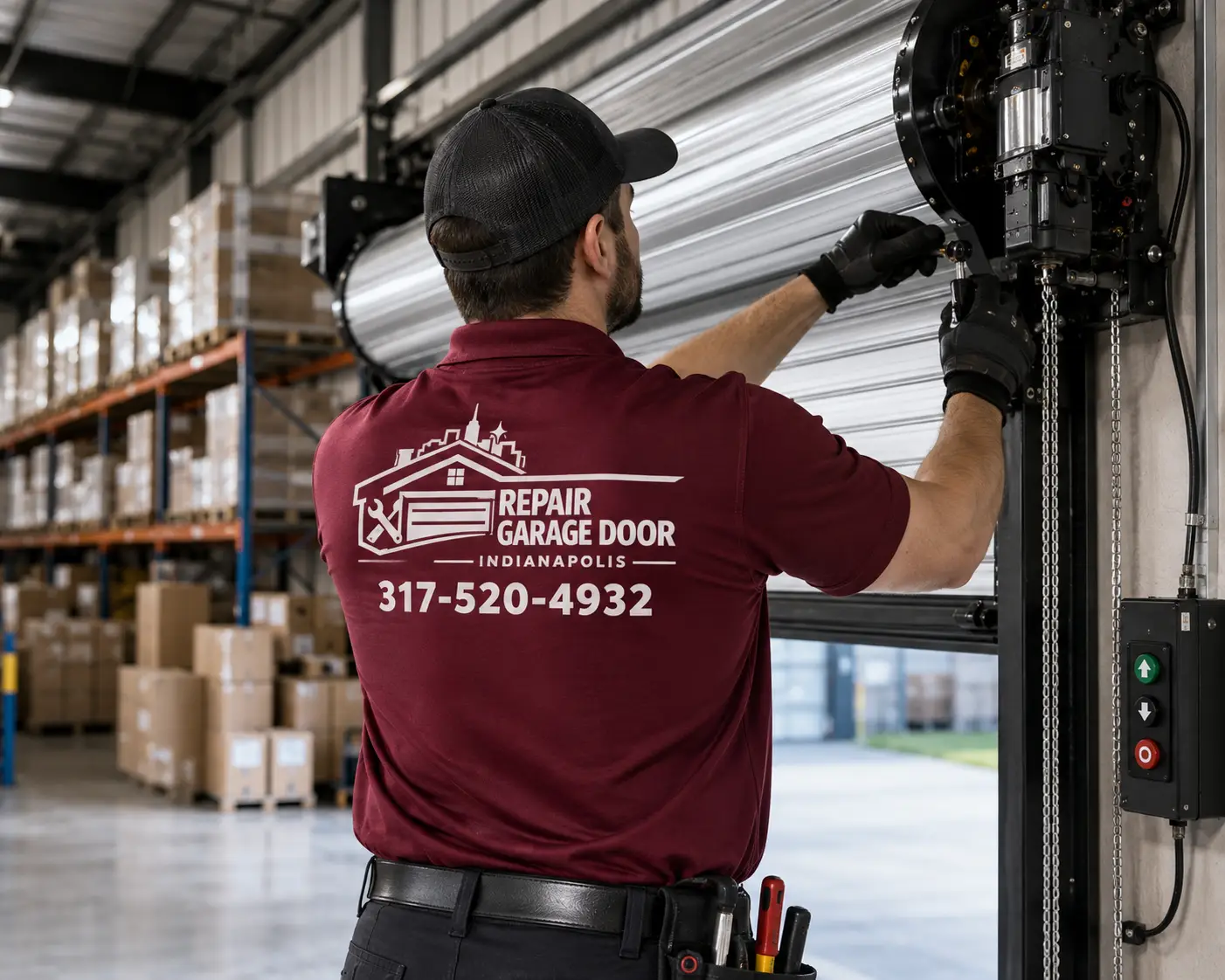 Warehouse roller garage door installation service in Indianapolis IN