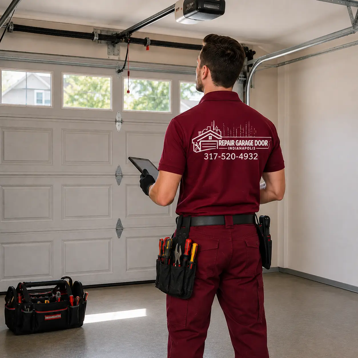 Garage door repair technician providing service in Indianapolis IN