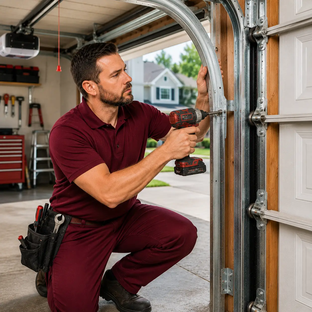 Residential garage door track replacement service in Indianapolis IN