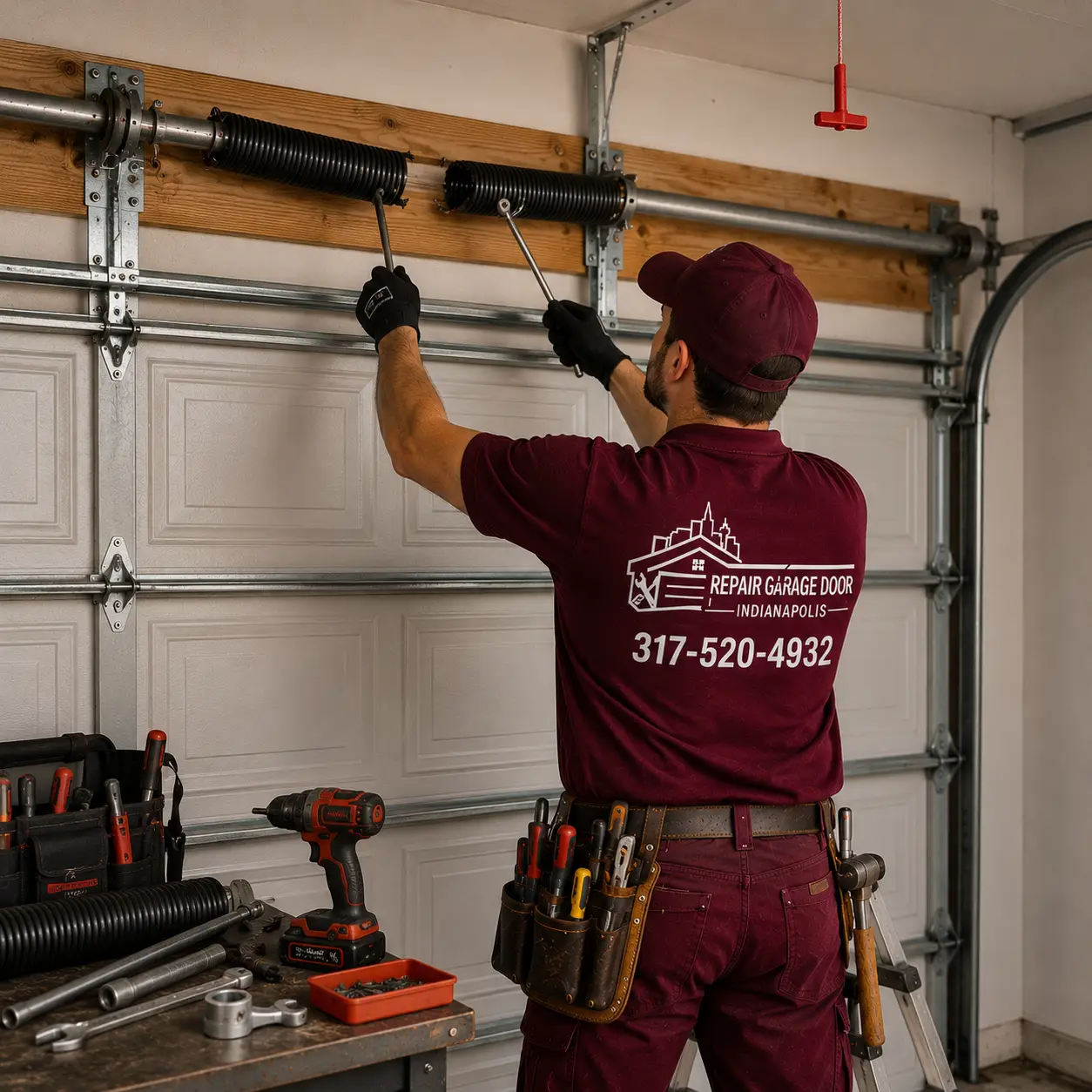Broken garage door spring inspection service in Indianapolis IN