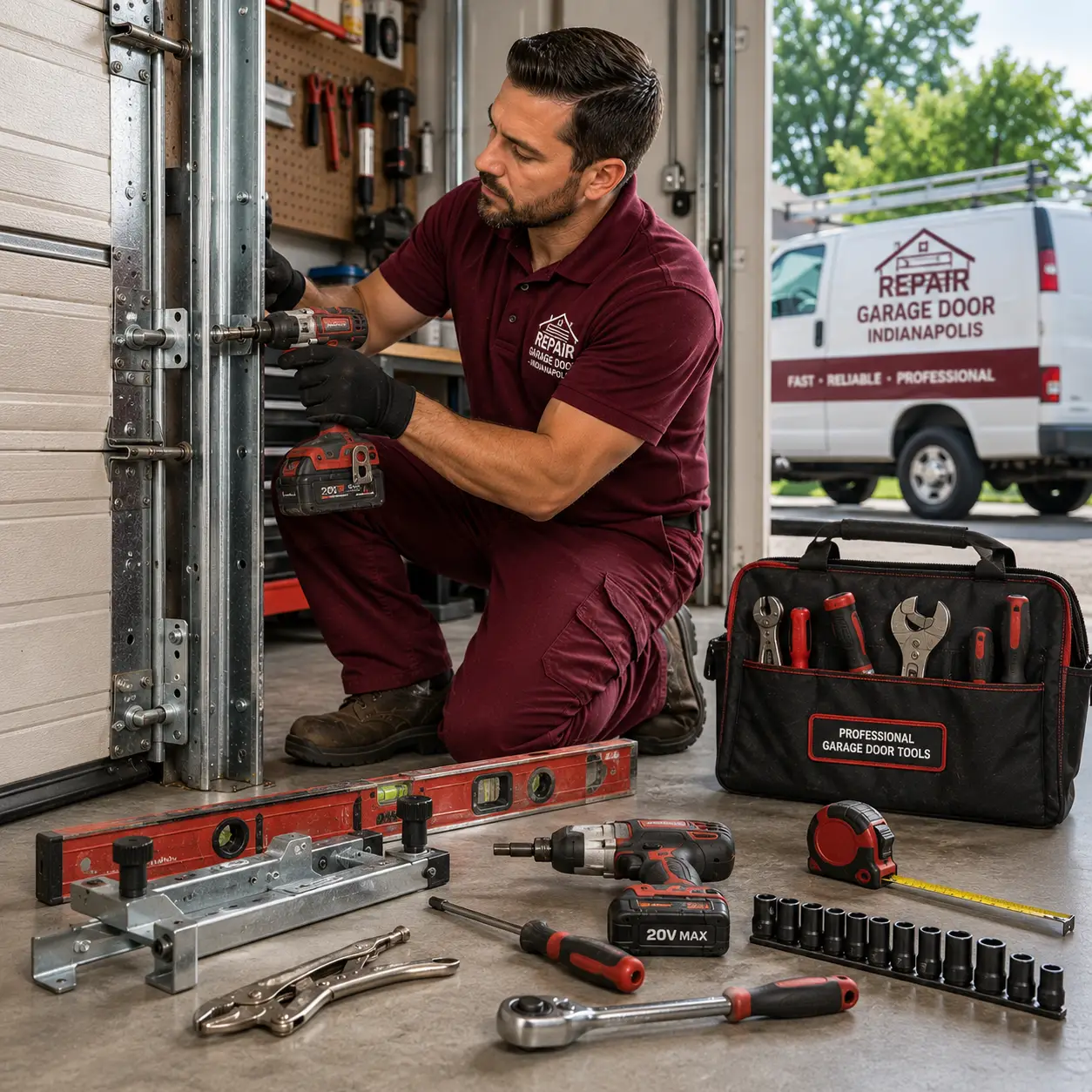 Garage door track repair tools service in Indianapolis IN